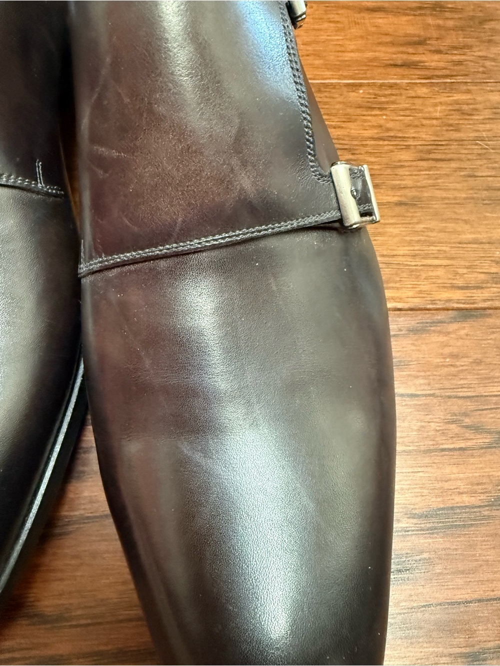 Magnanni Black Double Strap Leather Shoe New 10.5 - Picture 5 of 6